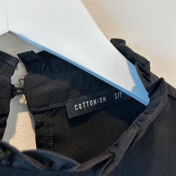 Cotton:On Basic Long Sleeve Black Top High Neck Modest Ruffle Neutral Office Sm - Picture 6 of 8